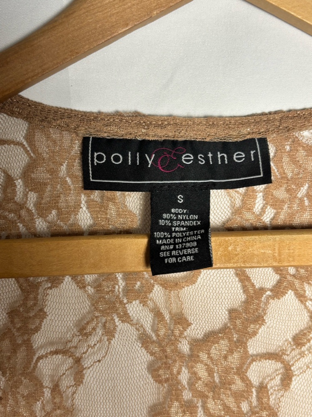 Polly & Esther Sheer Lace Duster Robe - Taupe - Picture 8 of 8